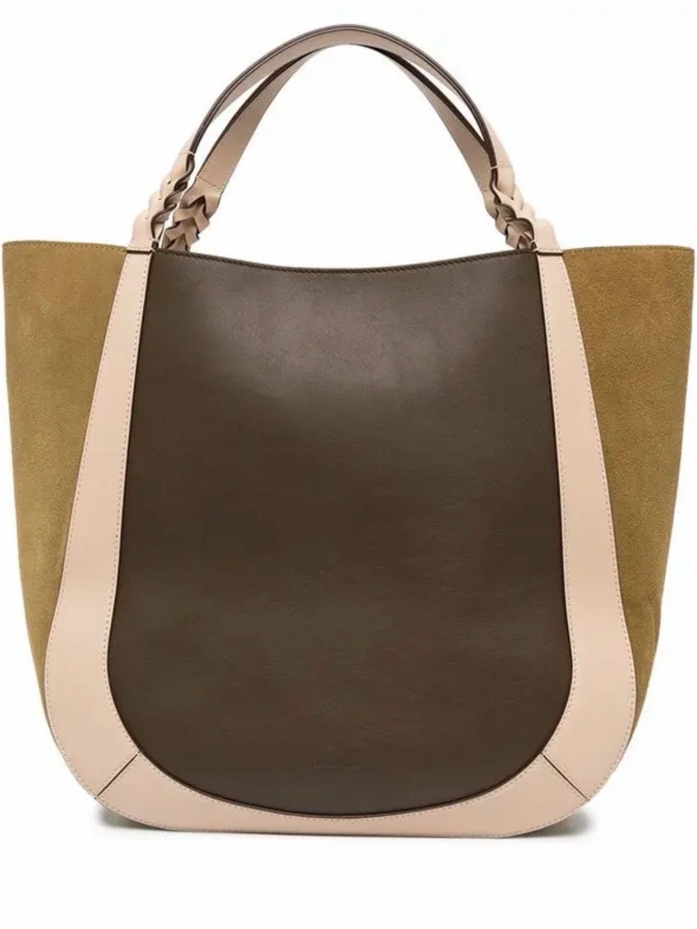 Ulla Johnson Olive Green, Tan & Cream Leather Tote